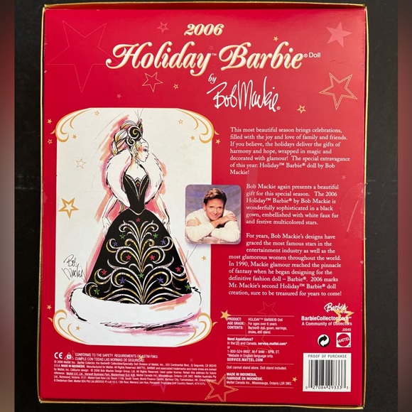 2006 Bob Mackie Holiday Collectors Barbie Doll with Black and Gold Gown - Picture 2 of 2